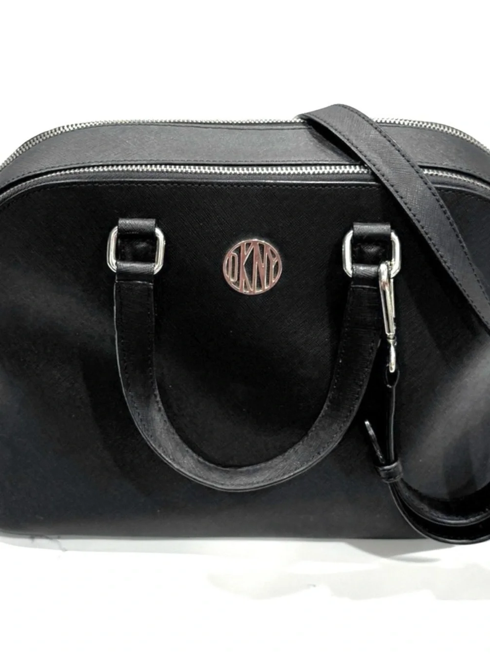 DKNY Black Satchel Crossbody with Silver Hardware‎